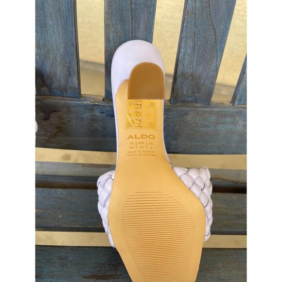 Aldo Women Mules PU Leather Lilac Braided Square Toe Slip-On 8.5 Kitten Heel - Picture 8 of 14